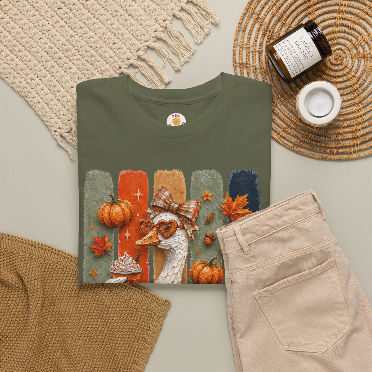 Autumn Goose Tee — Cute Fall Pumpkin & Leaves Thanksgiving Shirt