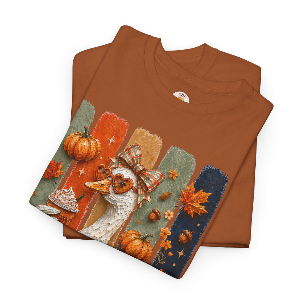 Autumn Goose Tee — Cute Fall Pumpkin & Leaves Thanksgiving Shirt