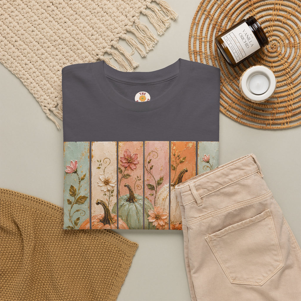 Pumpkin Patch Plank Graphic Tee — Vintage Floral Fall Shirt