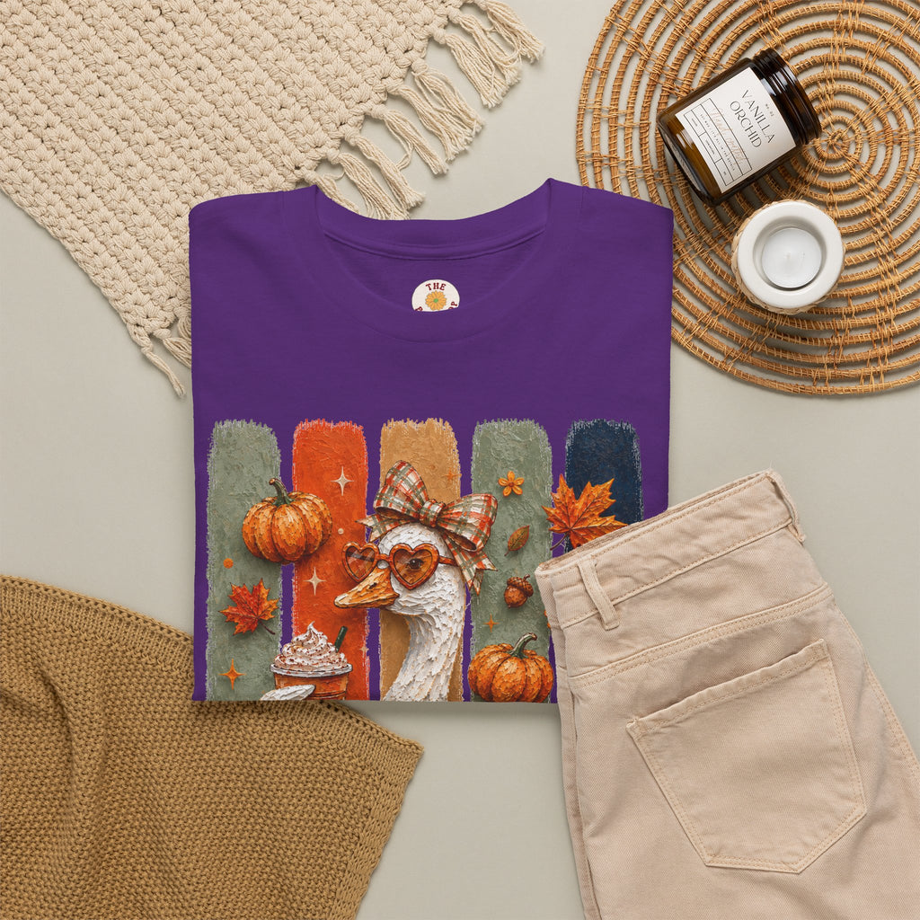 Autumn Goose Tee — Cute Fall Pumpkin & Leaves Thanksgiving Shirt