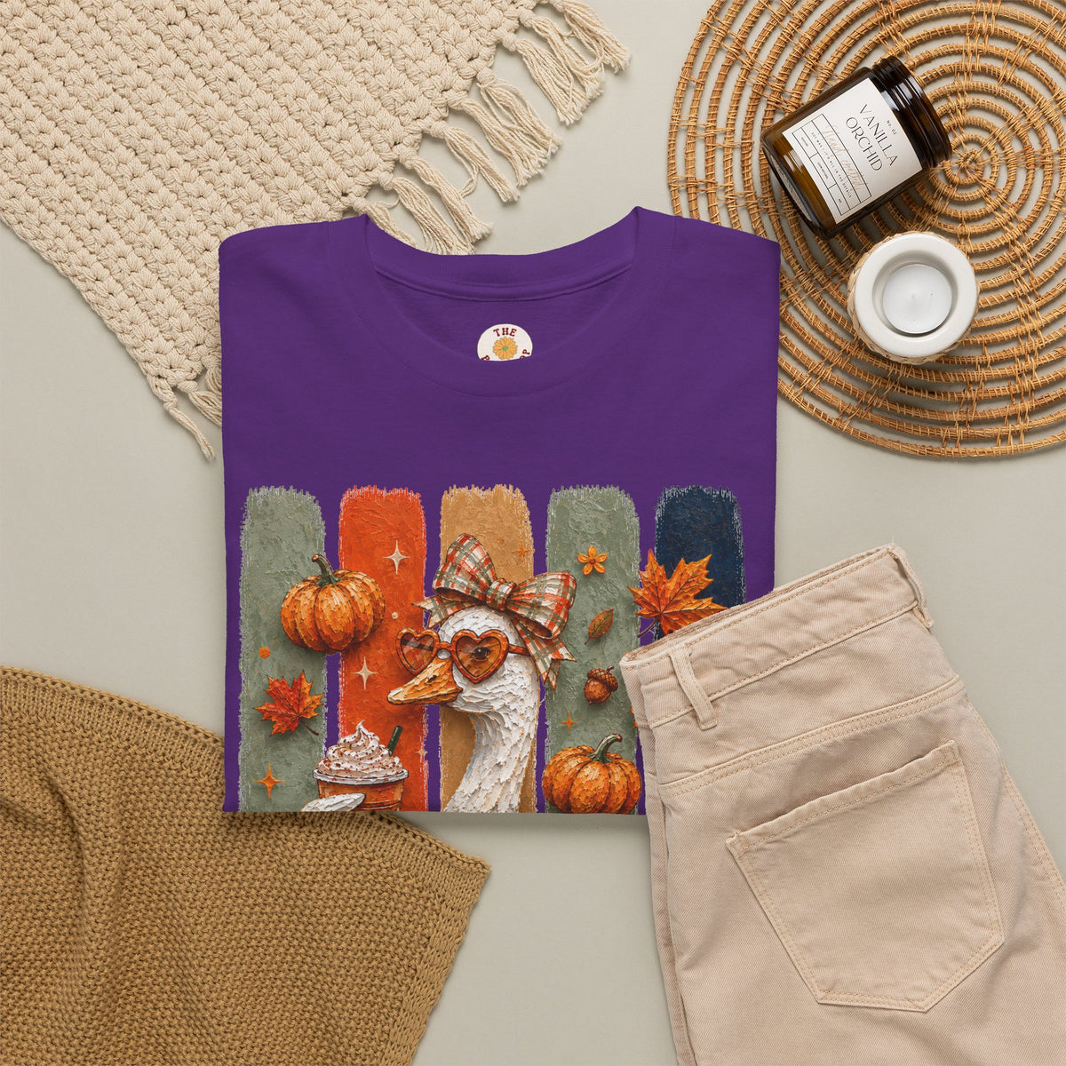 Autumn Goose Tee — Cute Fall Pumpkin & Leaves Thanksgiving Shirt