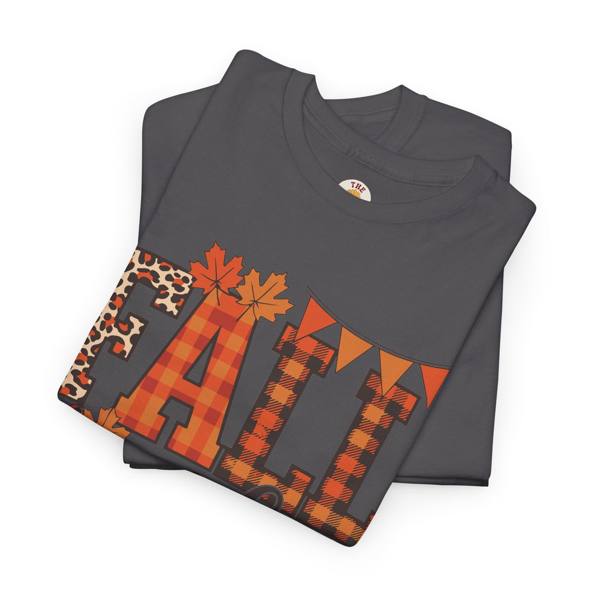 Fall Vibes T-Shirt — Pumpkin Plaid & Leopard Autumn Graphic Tee
