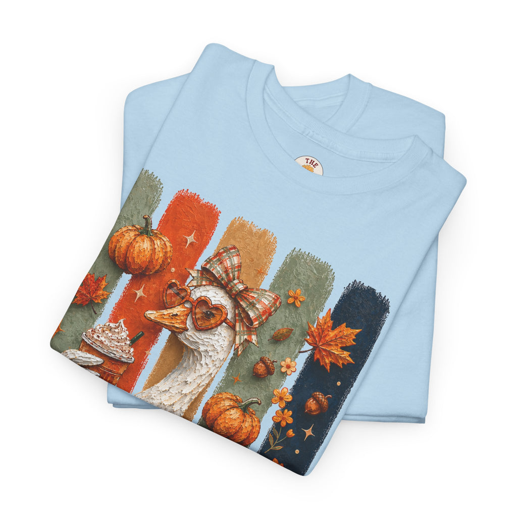 Autumn Goose Tee — Cute Fall Pumpkin & Leaves Thanksgiving Shirt