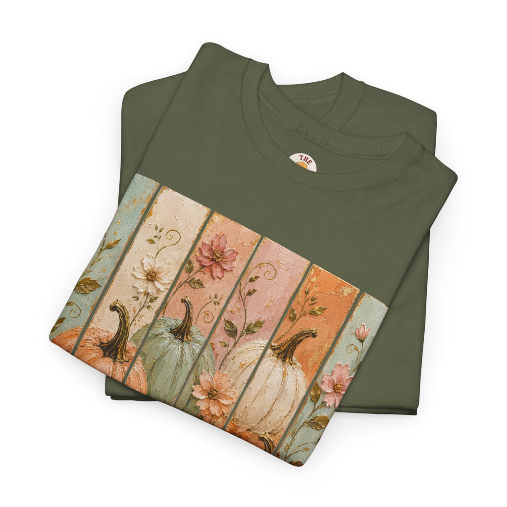 Pumpkin Patch Plank Graphic Tee — Vintage Floral Fall Shirt