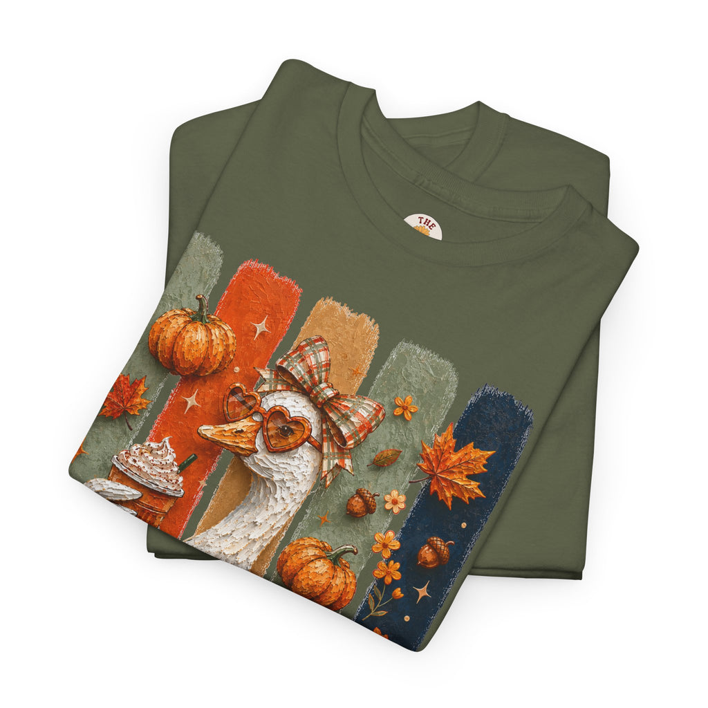 Autumn Goose Tee — Cute Fall Pumpkin & Leaves Thanksgiving Shirt