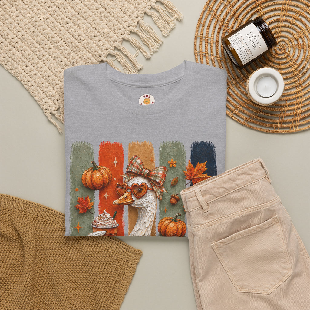 Autumn Goose Tee — Cute Fall Pumpkin & Leaves Thanksgiving Shirt