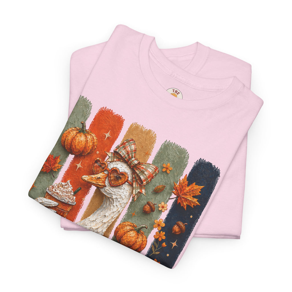 Autumn Goose Tee — Cute Fall Pumpkin & Leaves Thanksgiving Shirt