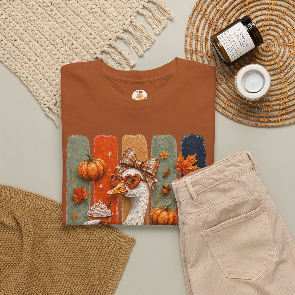 Autumn Goose Tee — Cute Fall Pumpkin & Leaves Thanksgiving Shirt