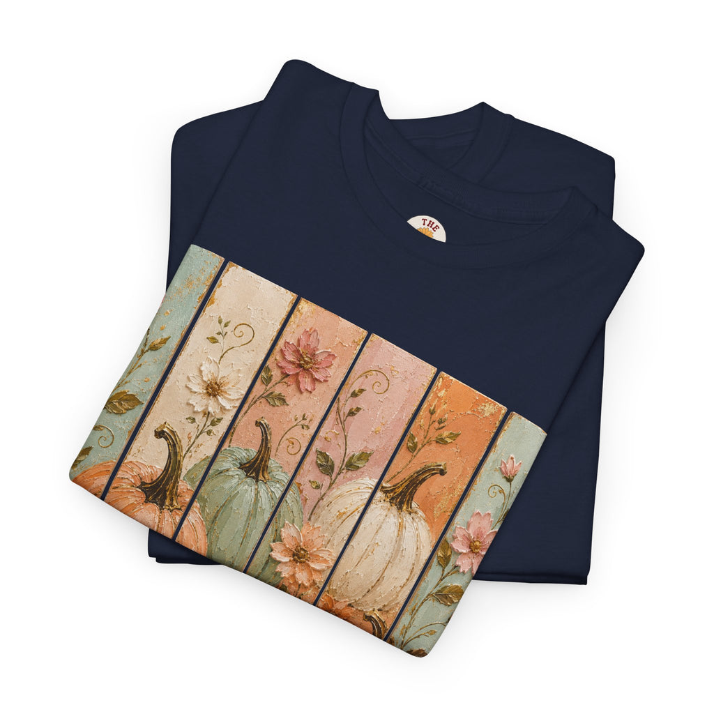 Pumpkin Patch Plank Graphic Tee — Vintage Floral Fall Shirt