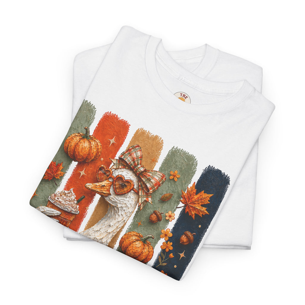 Autumn Goose Tee — Cute Fall Pumpkin & Leaves Thanksgiving Shirt