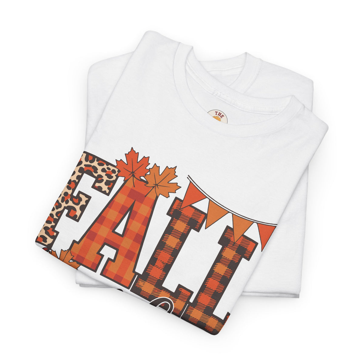 Fall Vibes T-Shirt — Pumpkin Plaid & Leopard Autumn Graphic Tee