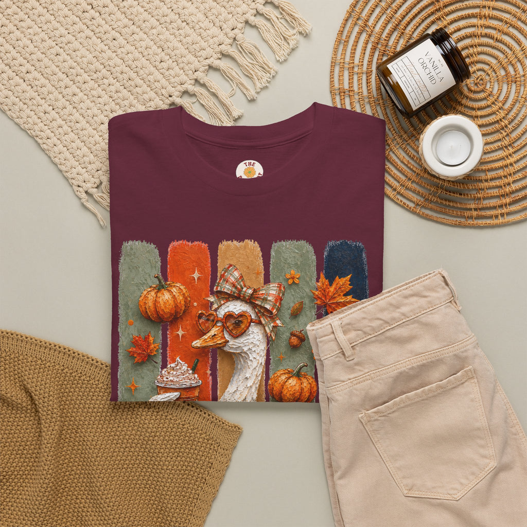 Autumn Goose Tee — Cute Fall Pumpkin & Leaves Thanksgiving Shirt