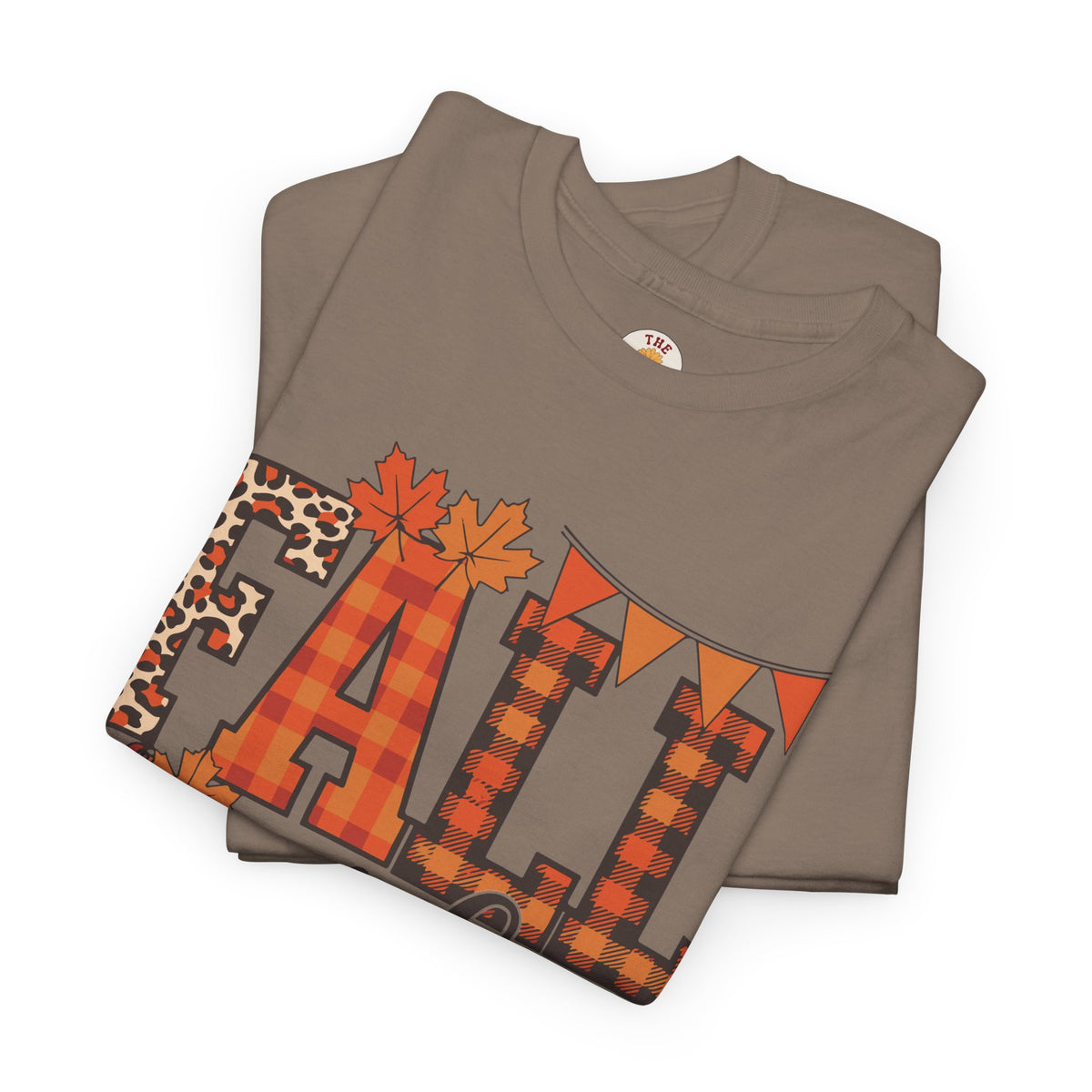 Fall Vibes T-Shirt — Pumpkin Plaid & Leopard Autumn Graphic Tee