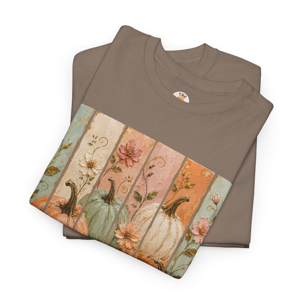Pumpkin Patch Plank Graphic Tee — Vintage Floral Fall Shirt