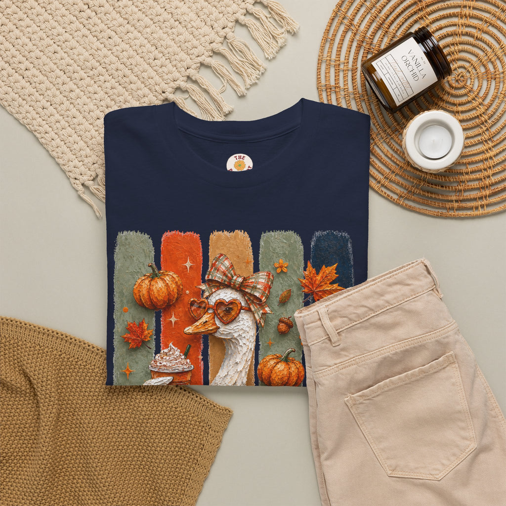 Autumn Goose Tee — Cute Fall Pumpkin & Leaves Thanksgiving Shirt