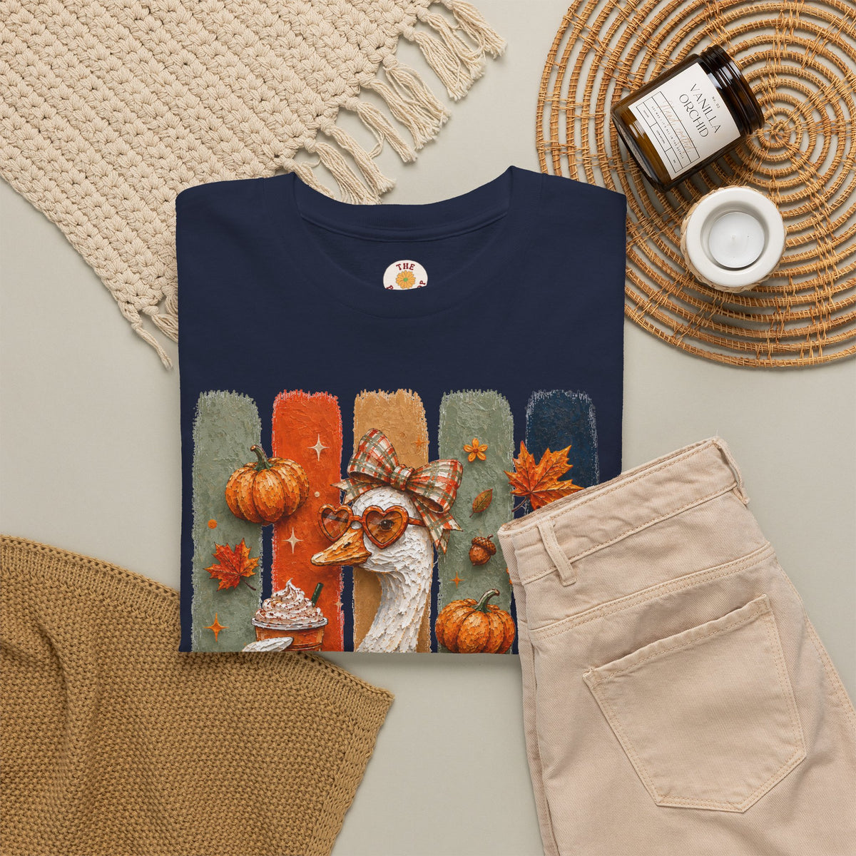 Autumn Goose Tee — Cute Fall Pumpkin & Leaves Thanksgiving Shirt
