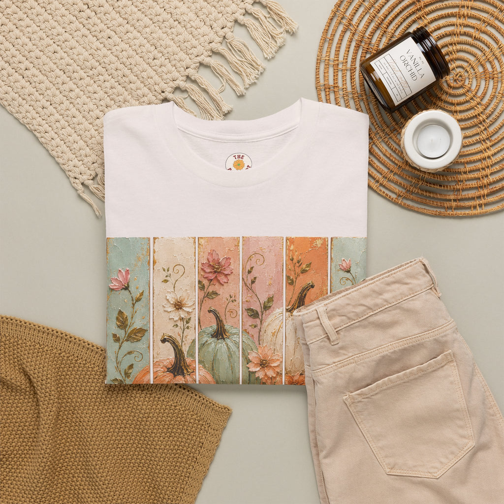 Pumpkin Patch Plank Graphic Tee — Vintage Floral Fall Shirt