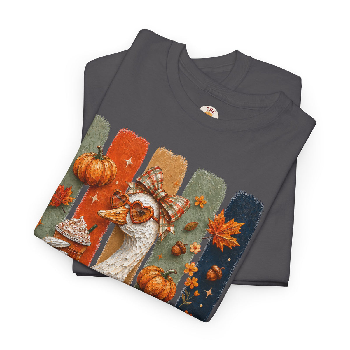 Autumn Goose Tee — Cute Fall Pumpkin & Leaves Thanksgiving Shirt