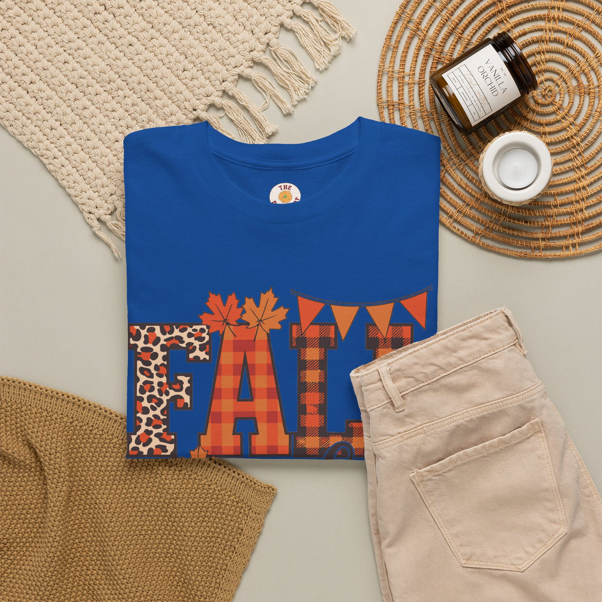 Fall Vibes T-Shirt — Pumpkin Plaid & Leopard Autumn Graphic Tee