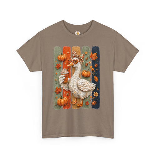 Autumn Goose Tee — Cute Fall Pumpkin & Leaves Thanksgiving Shirt