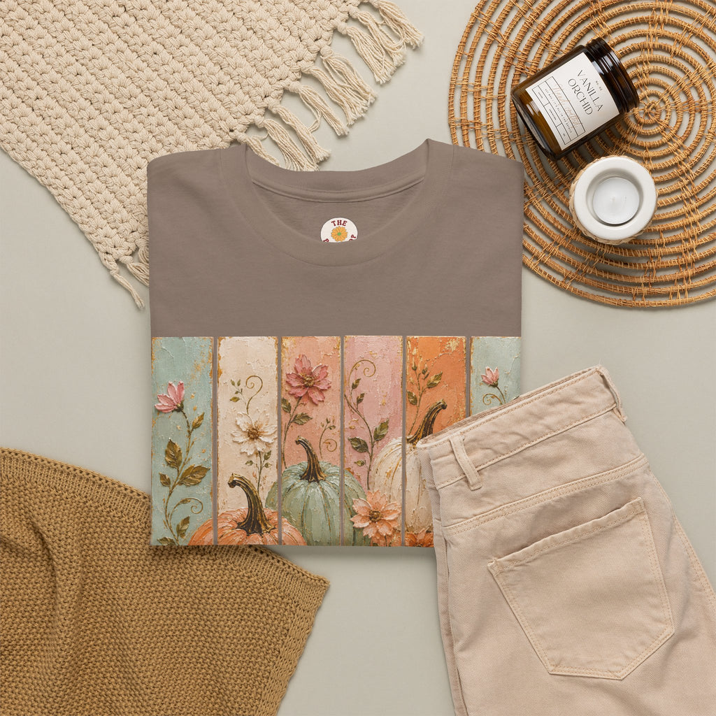 Pumpkin Patch Plank Graphic Tee — Vintage Floral Fall Shirt