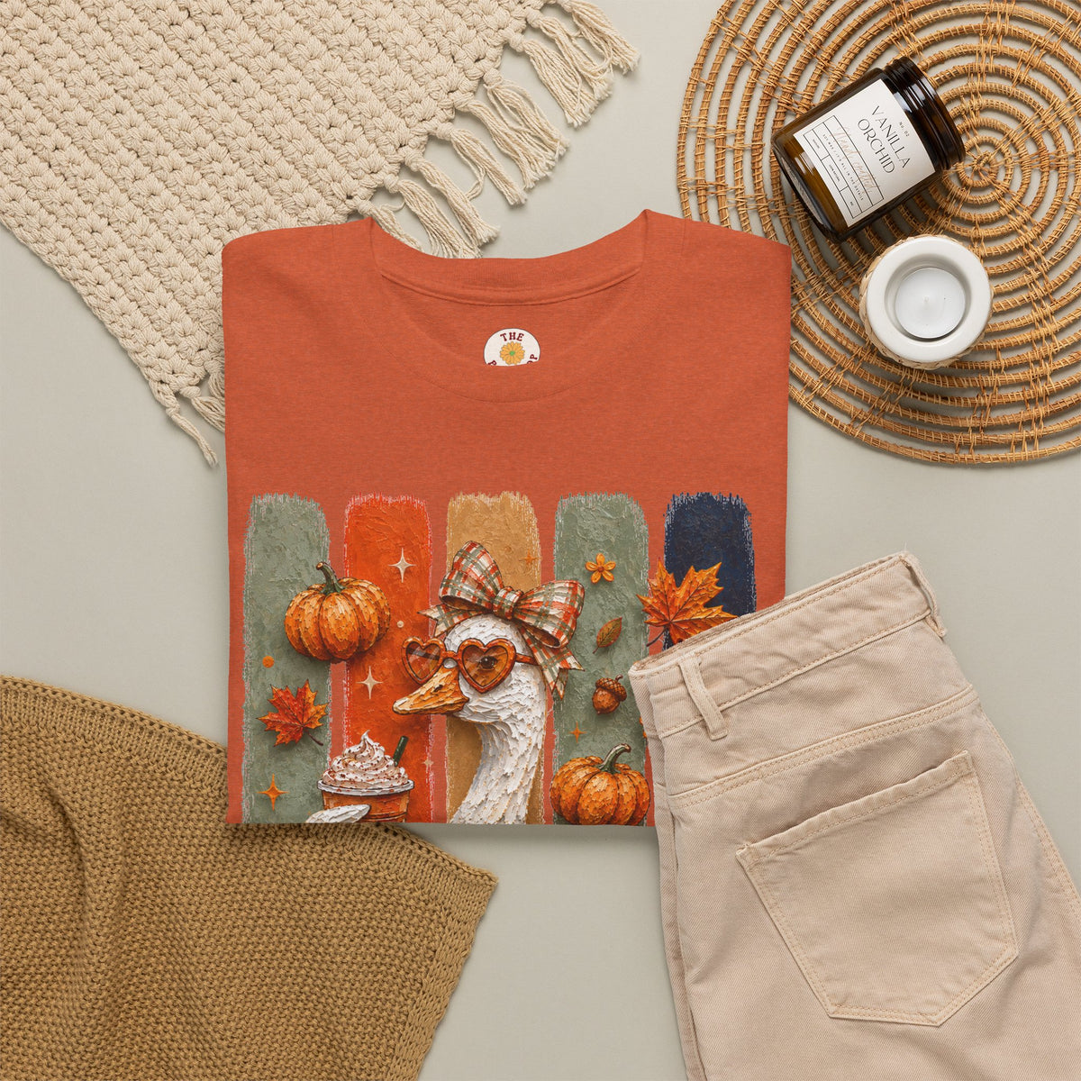 Autumn Goose Tee — Cute Fall Pumpkin & Leaves Thanksgiving Shirt