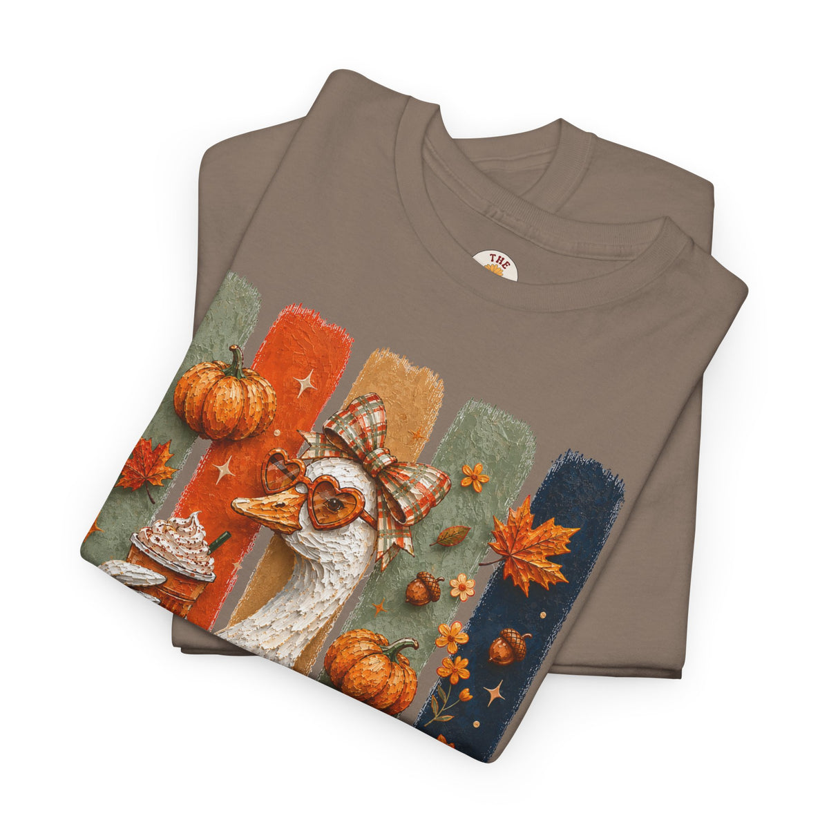 Autumn Goose Tee — Cute Fall Pumpkin & Leaves Thanksgiving Shirt
