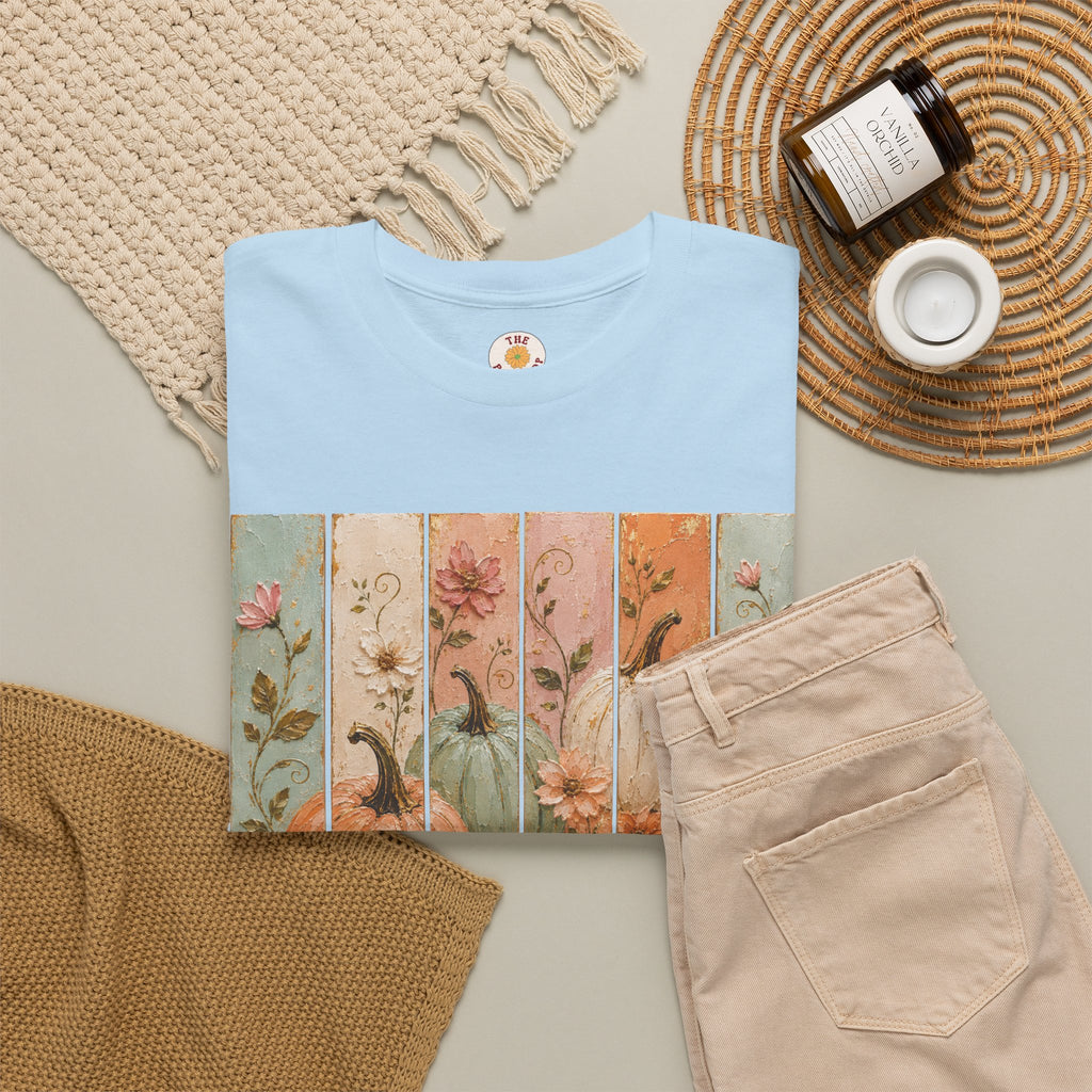 Pumpkin Patch Plank Graphic Tee — Vintage Floral Fall Shirt