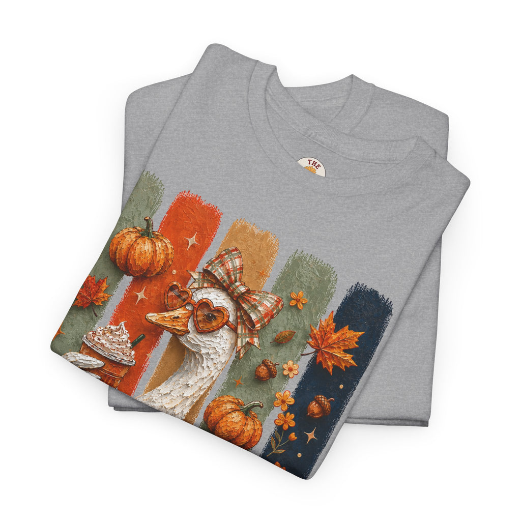 Autumn Goose Tee — Cute Fall Pumpkin & Leaves Thanksgiving Shirt