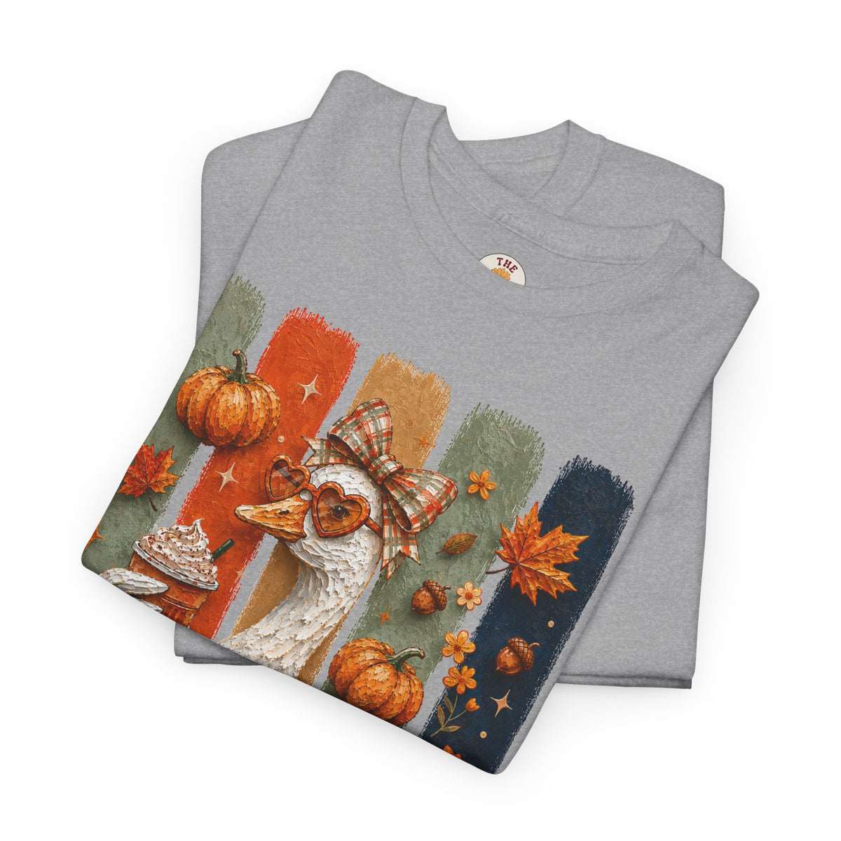Autumn Goose Tee — Cute Fall Pumpkin & Leaves Thanksgiving Shirt