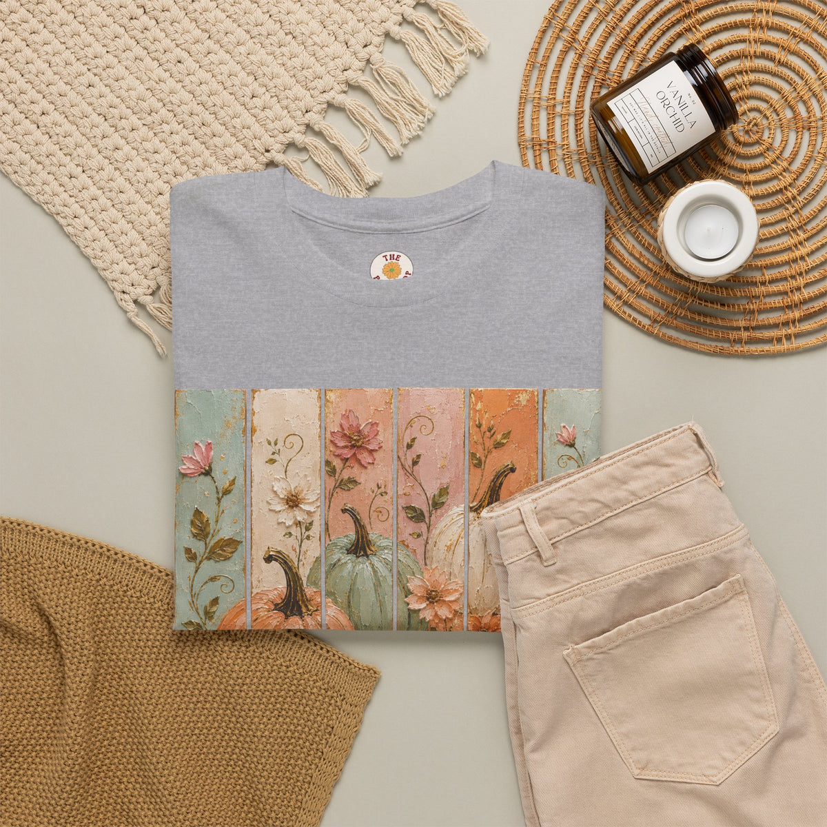 Pumpkin Patch Plank Graphic Tee — Vintage Floral Fall Shirt