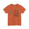 Fall Vibes T-Shirt — Pumpkin Plaid & Leopard Autumn Graphic Tee