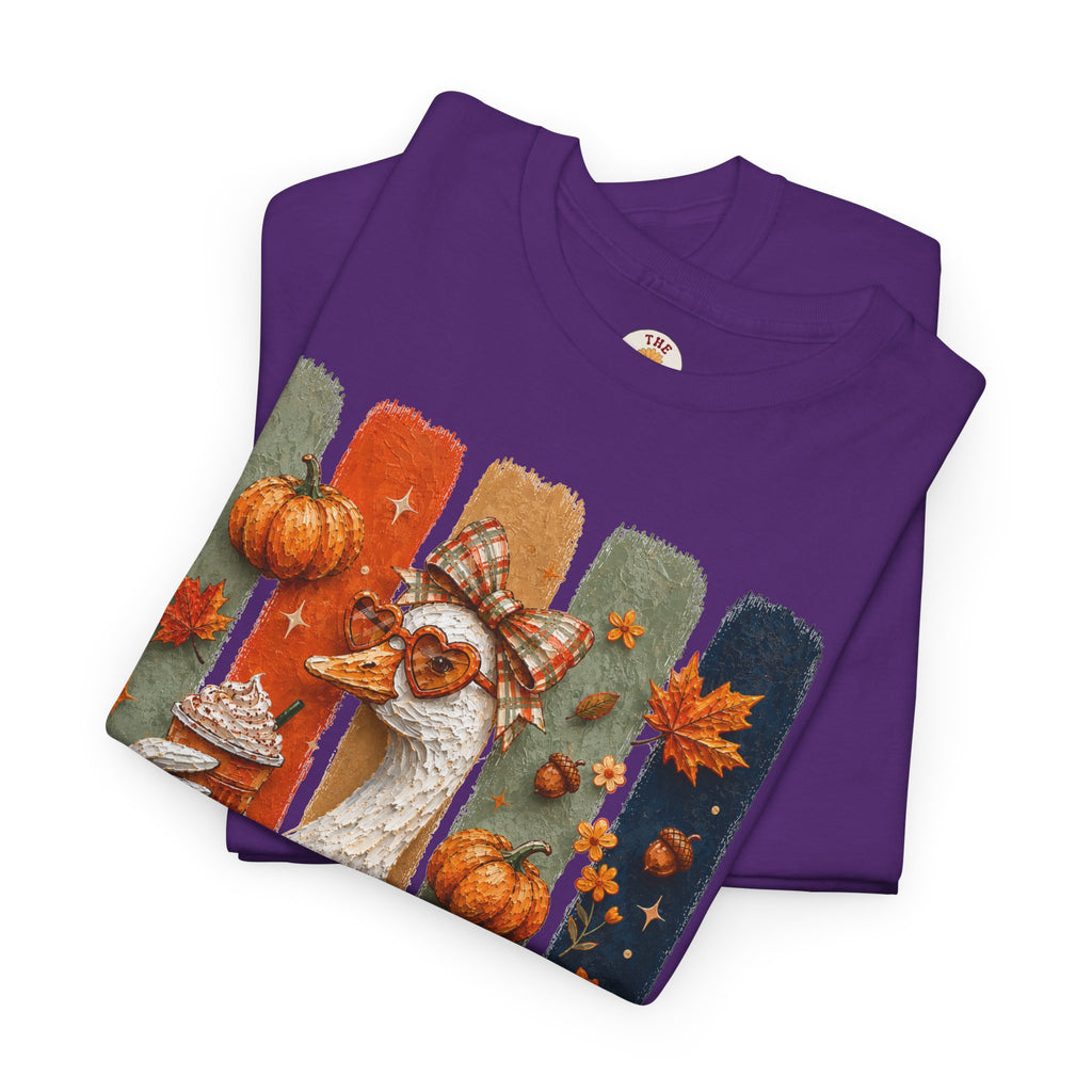 Autumn Goose Tee — Cute Fall Pumpkin & Leaves Thanksgiving Shirt