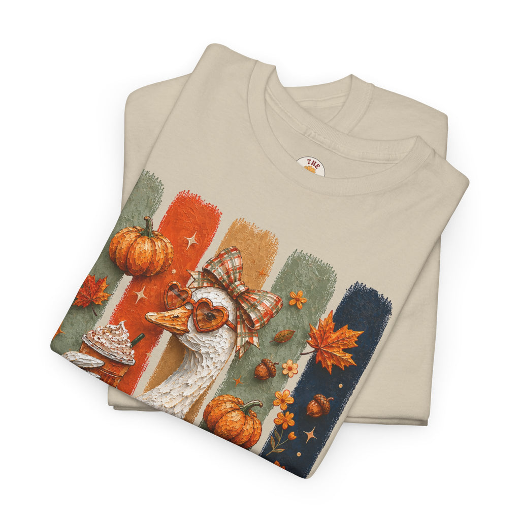 Autumn Goose Tee — Cute Fall Pumpkin & Leaves Thanksgiving Shirt