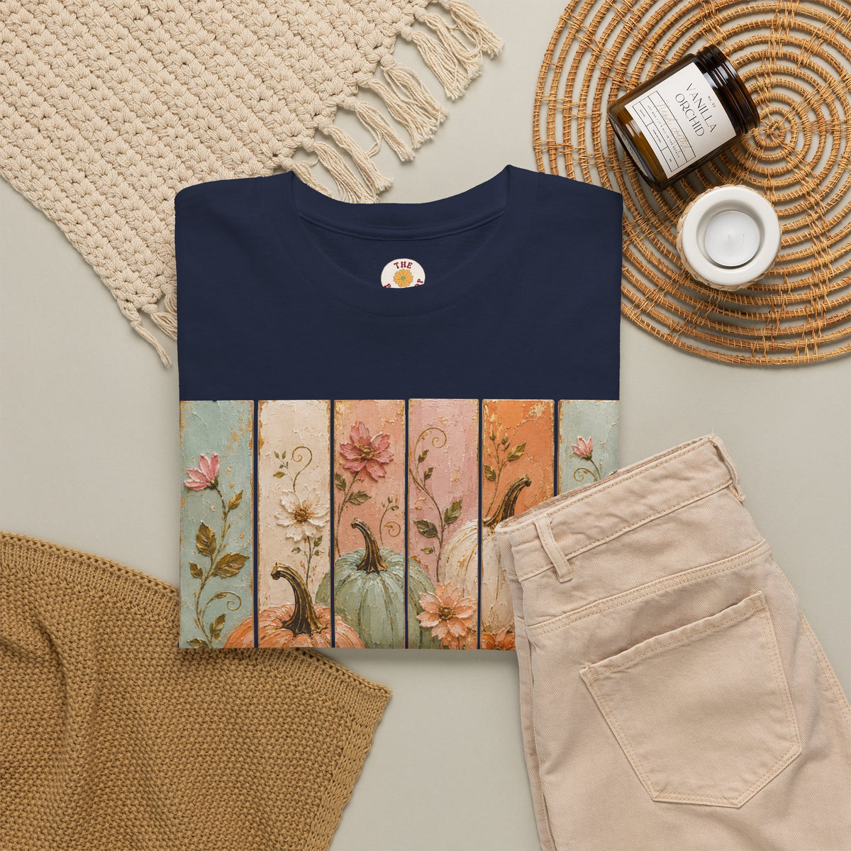 Pumpkin Patch Plank Graphic Tee — Vintage Floral Fall Shirt