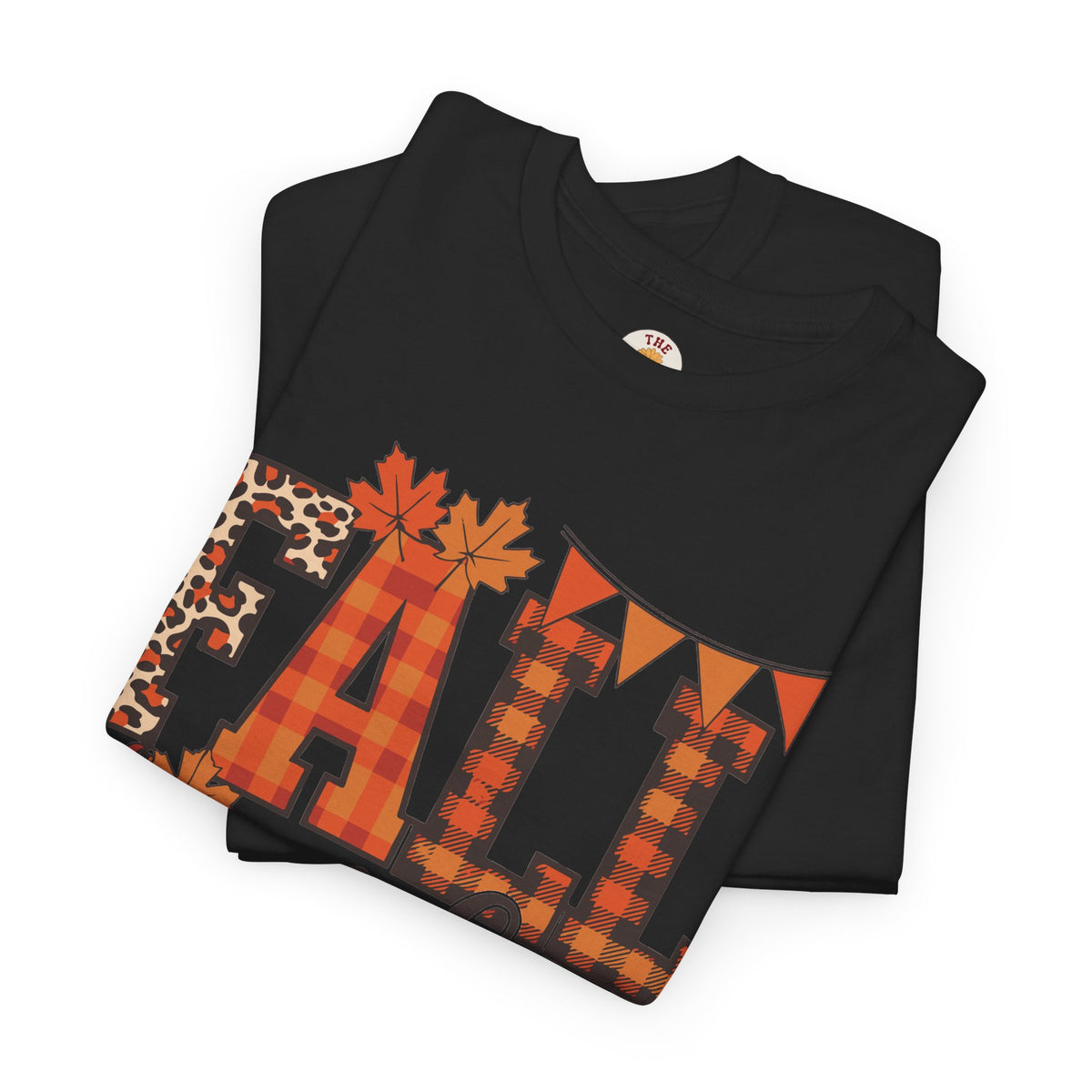 Fall Vibes T-Shirt — Pumpkin Plaid & Leopard Autumn Graphic Tee