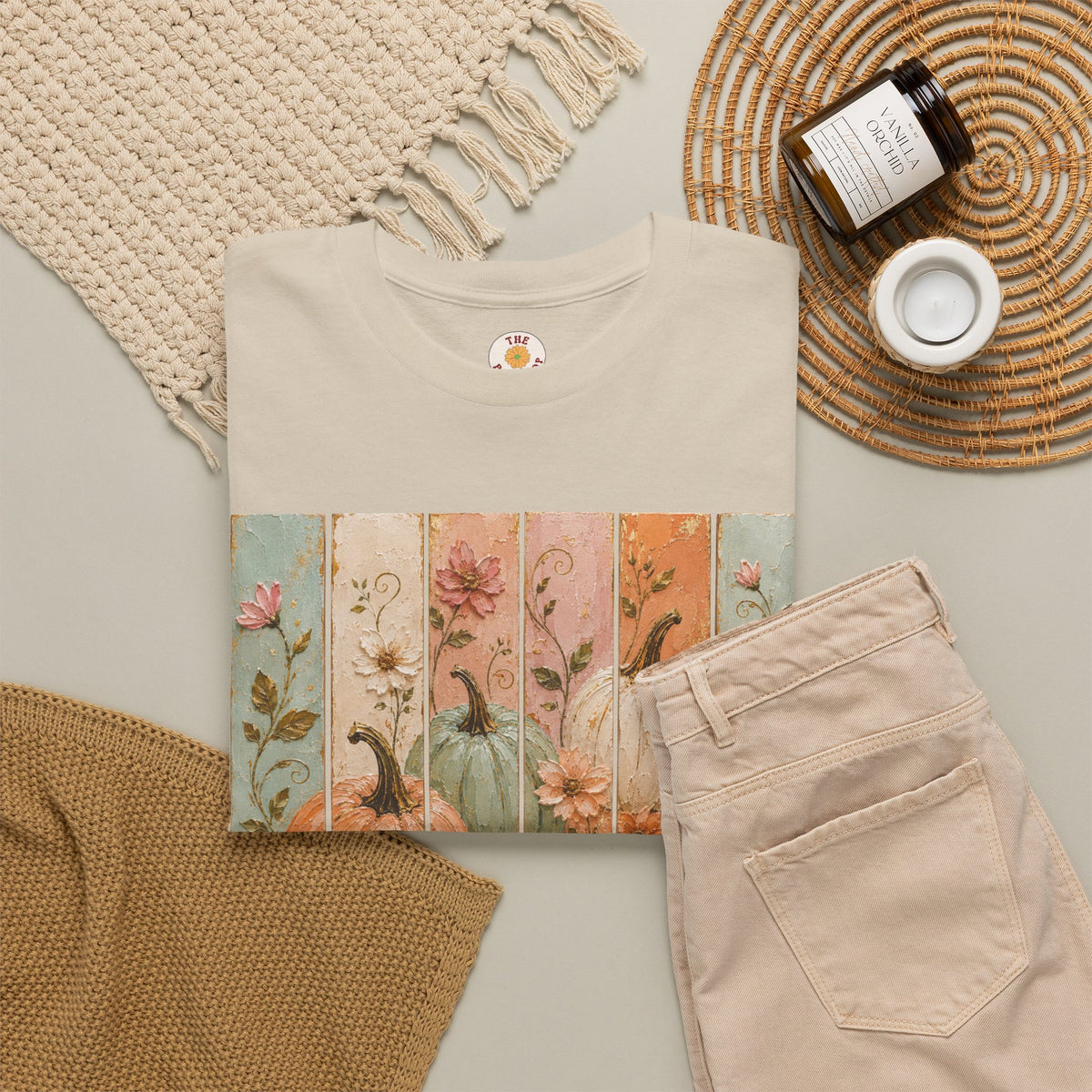 Pumpkin Patch Plank Graphic Tee — Vintage Floral Fall Shirt