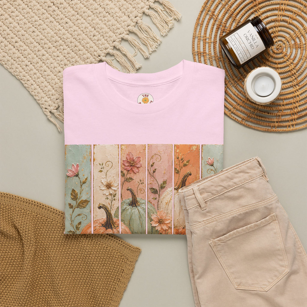 Pumpkin Patch Plank Graphic Tee — Vintage Floral Fall Shirt