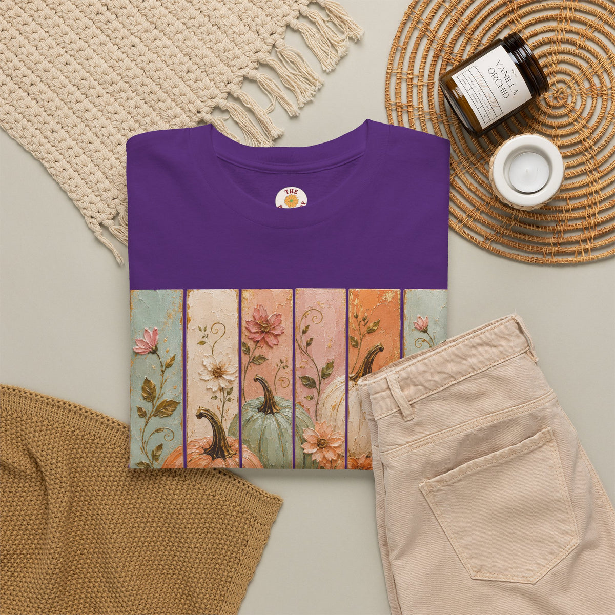 Pumpkin Patch Plank Graphic Tee — Vintage Floral Fall Shirt
