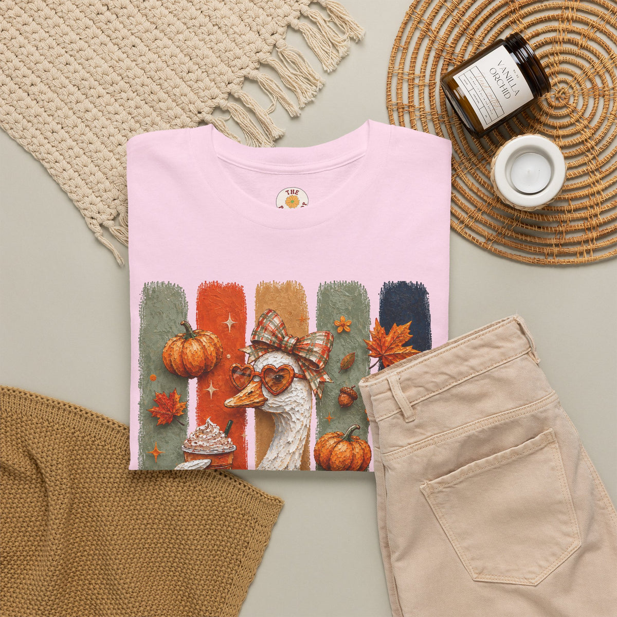 Autumn Goose Tee — Cute Fall Pumpkin & Leaves Thanksgiving Shirt