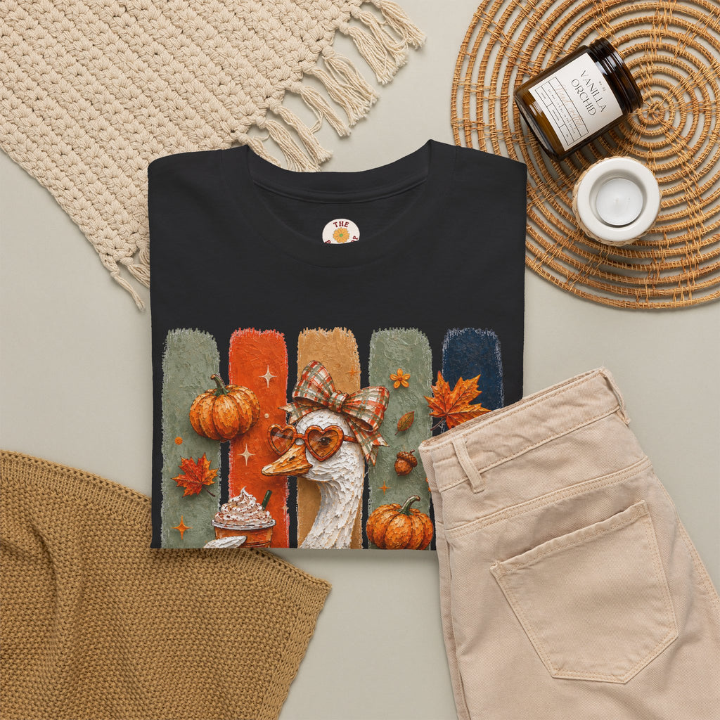 Autumn Goose Tee — Cute Fall Pumpkin & Leaves Thanksgiving Shirt