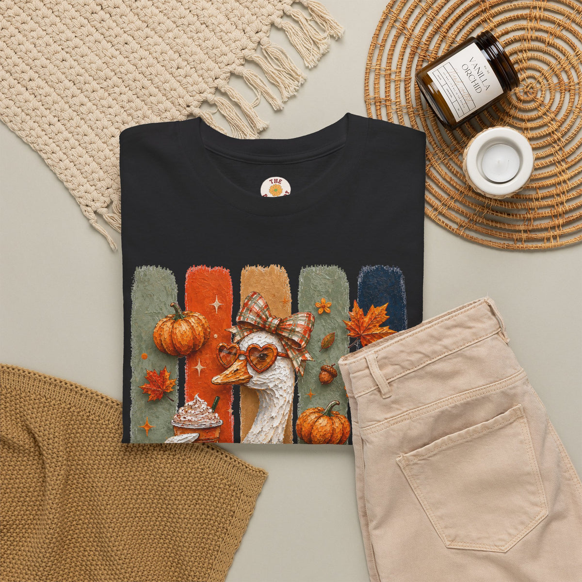 Autumn Goose Tee — Cute Fall Pumpkin & Leaves Thanksgiving Shirt