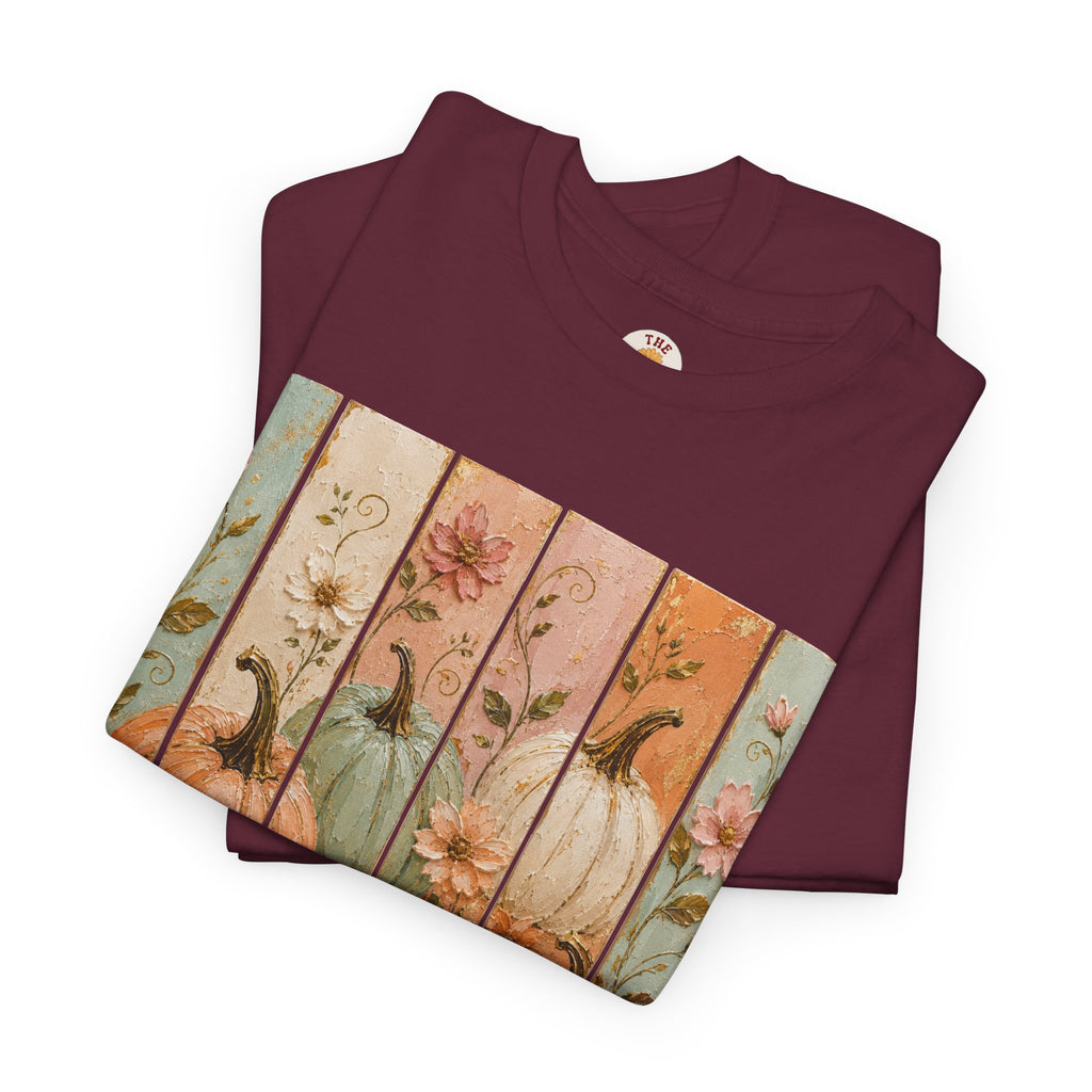 Pumpkin Patch Plank Graphic Tee — Vintage Floral Fall Shirt