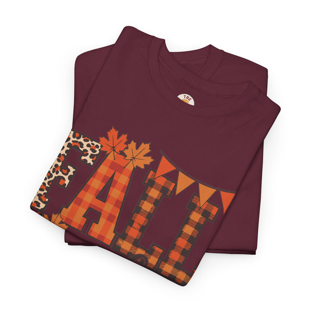 Fall Vibes T-Shirt — Pumpkin Plaid & Leopard Autumn Graphic Tee