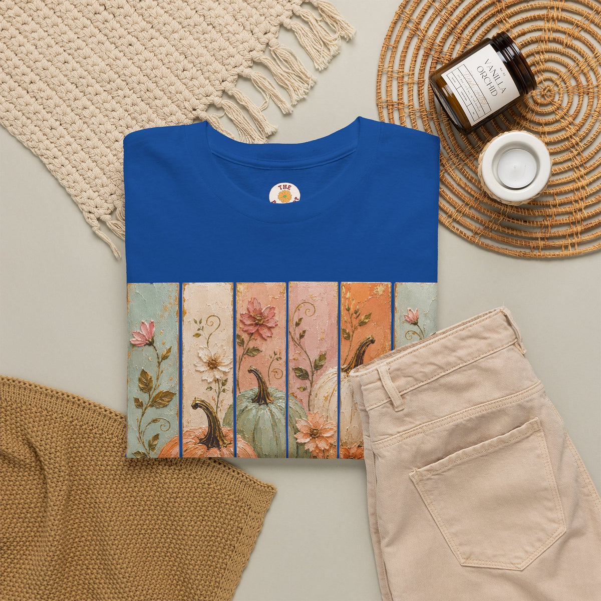 Pumpkin Patch Plank Graphic Tee — Vintage Floral Fall Shirt