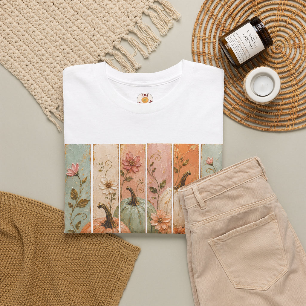 Pumpkin Patch Plank Graphic Tee — Vintage Floral Fall Shirt